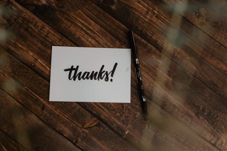 Thank you note with pen