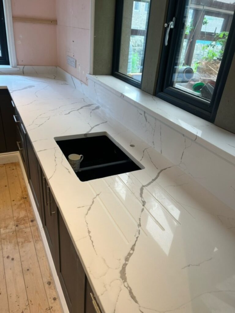 Calacatta Venato from Cimstone worktop installed in Skipton Yorkshire