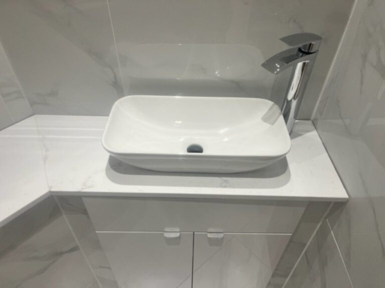 Fugen Avalanche Vanity top installed in Bowdon Altrincham