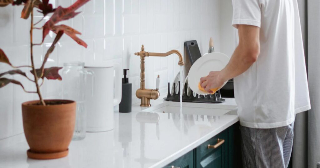 Wash The Dishes, Sink, And Countertop
